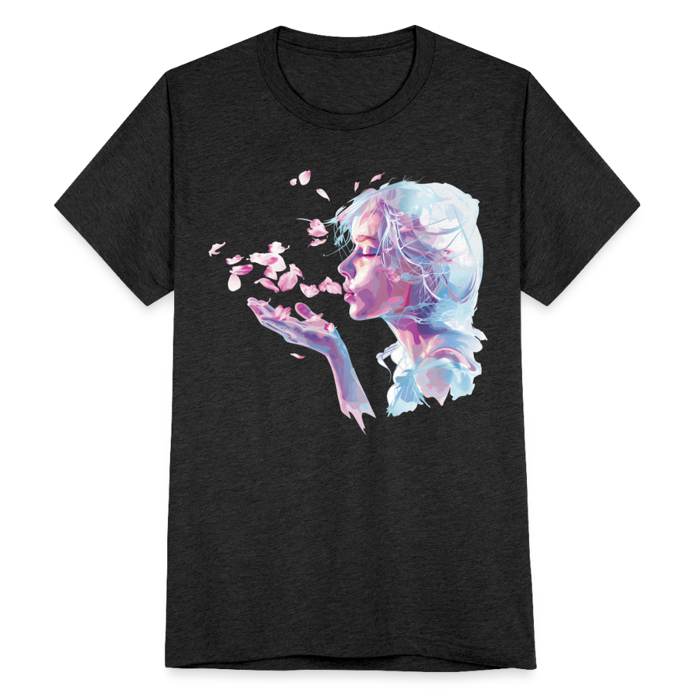 "Crystal" Breath of Rose Pedals Unisex Tri-Blend T-Shirt - heather black