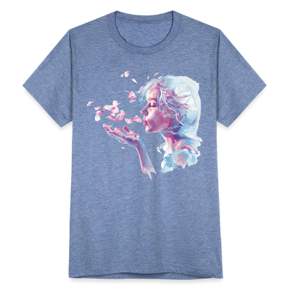 "Crystal" Breath of Rose Pedals Unisex Tri-Blend T-Shirt - heather blue