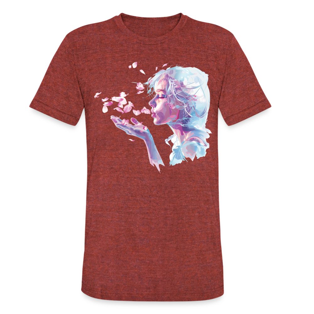 "Crystal" Breath of Rose Pedals Unisex Tri-Blend T-Shirt - heather cranberry