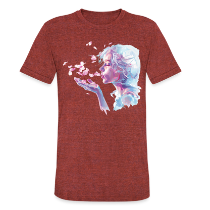 "Crystal" Breath of Rose Pedals Unisex Tri-Blend T-Shirt - heather cranberry