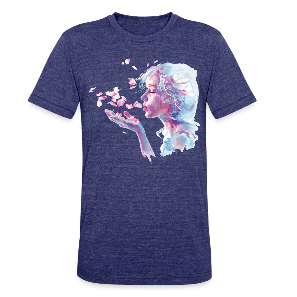 "Crystal" Breath of Rose Pedals Unisex Tri-Blend T-Shirt - heather indigo