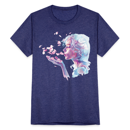 "Crystal" Breath of Rose Pedals Unisex Tri-Blend T-Shirt - heather indigo