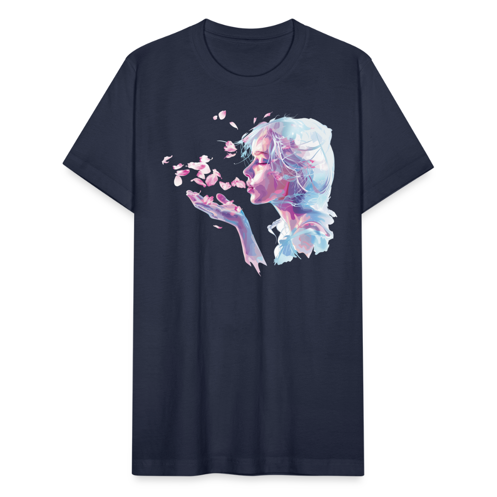 "Crystal" Breath of Rose Pedals Unisex Jersey T-Shirt - navy