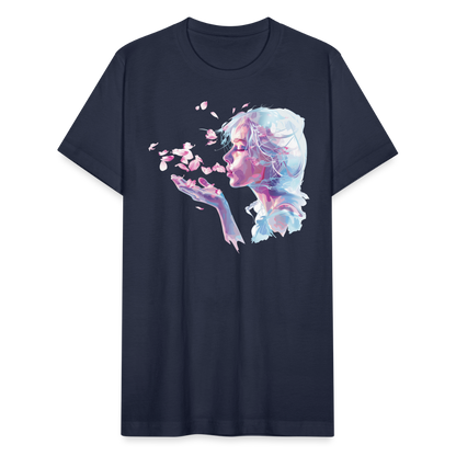 "Crystal" Breath of Rose Pedals Unisex Jersey T-Shirt - navy