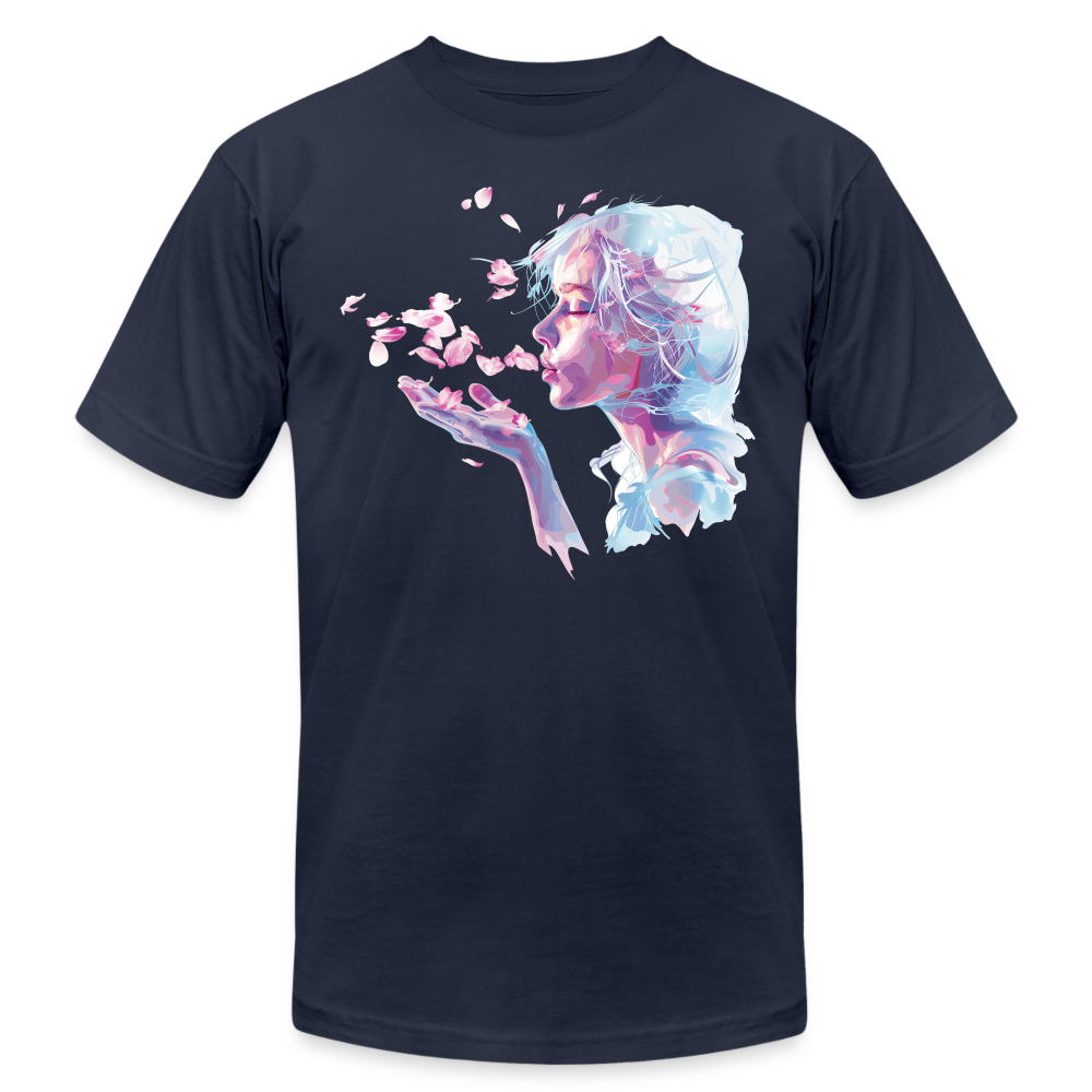 "Crystal" Breath of Rose Pedals Unisex Jersey T-Shirt - navy