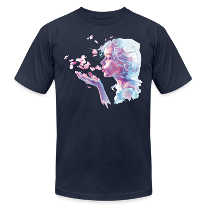 "Crystal" Breath of Rose Pedals Unisex Jersey T-Shirt - navy