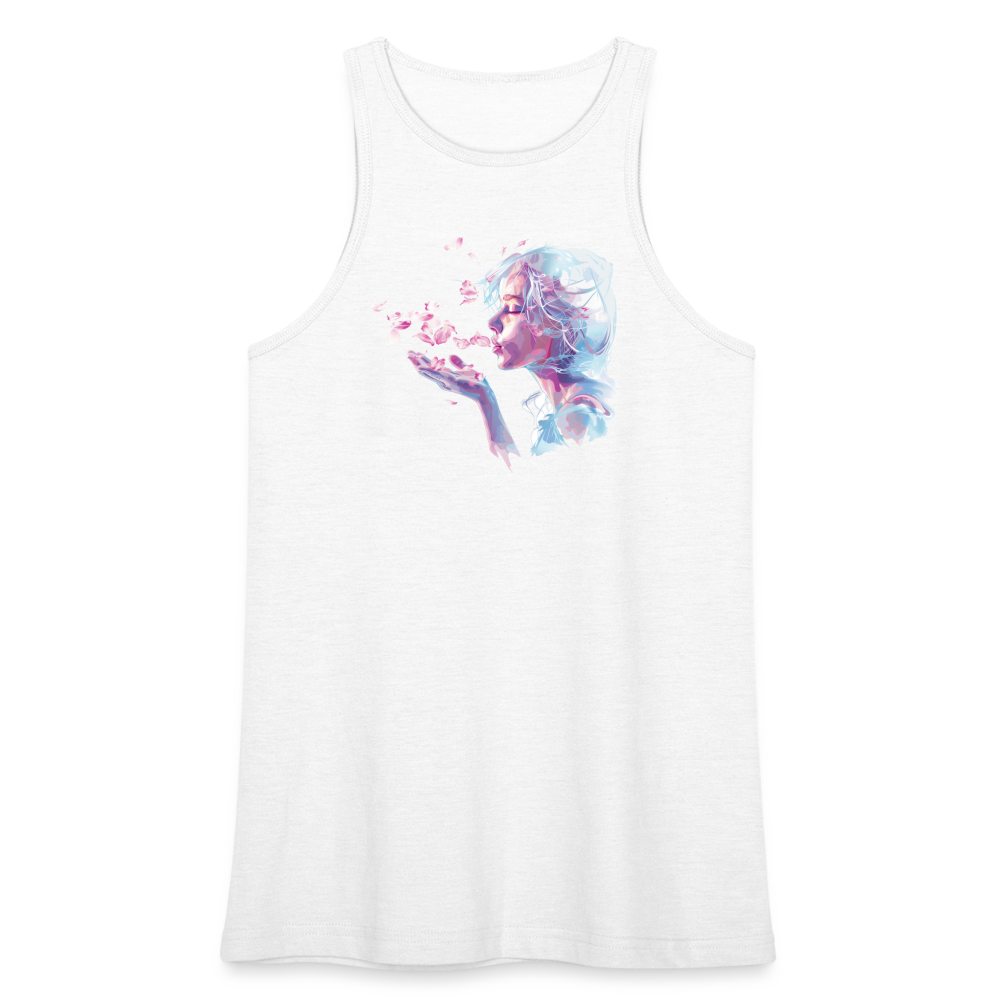 "Crystal" Breath of Rose Pedals Women’s Racerneck Tank - white