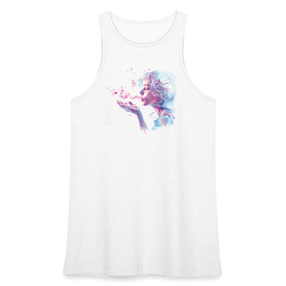 "Crystal" Breath of Rose Pedals Women’s Racerneck Tank - white