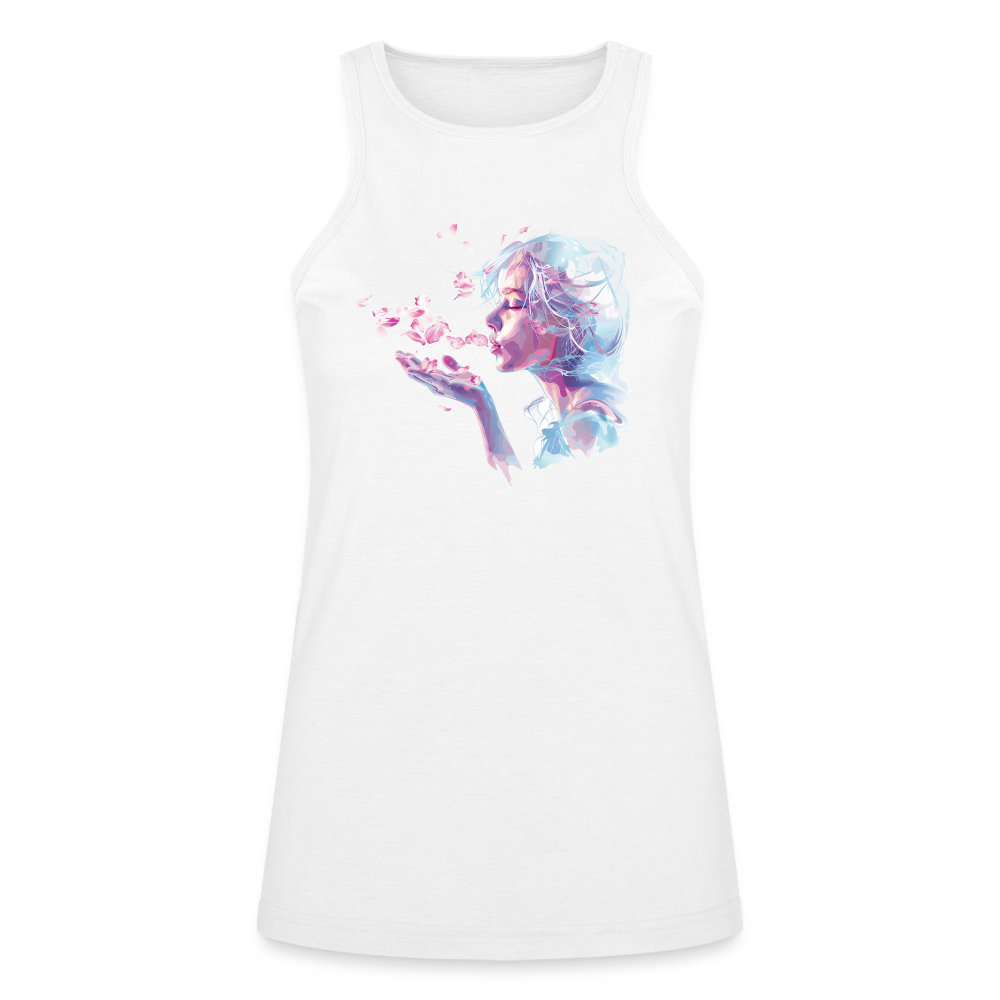 "Crystal" Breath of Rose Pedals Women’s Racerneck Tank - white