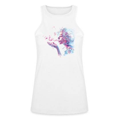 "Crystal" Breath of Rose Pedals Women’s Racerneck Tank - white