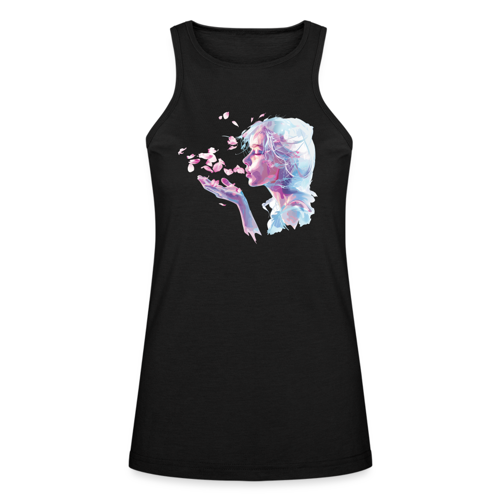 "Crystal" Breath of Rose Pedals Women’s Racerneck Tank - black