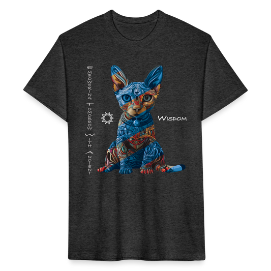 "Empowering Tomorrow With Ancient Wisdom" Egyptian Cat Men's Cotton/Poly Fitted T-Shirt - heather black