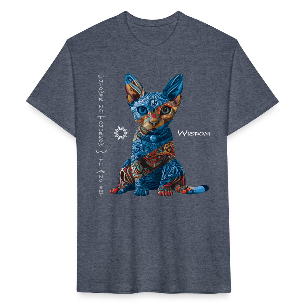 "Empowering Tomorrow With Ancient Wisdom" Egyptian Cat Men's Cotton/Poly Fitted T-Shirt - heather navy