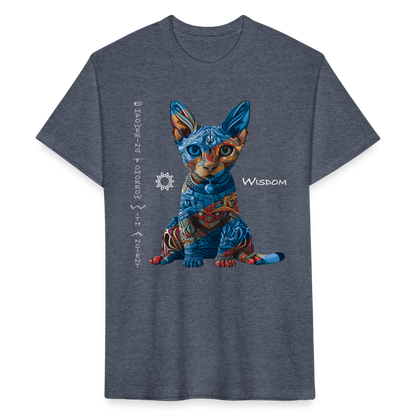 "Empowering Tomorrow With Ancient Wisdom" Egyptian Cat Men's Cotton/Poly Fitted T-Shirt - heather navy