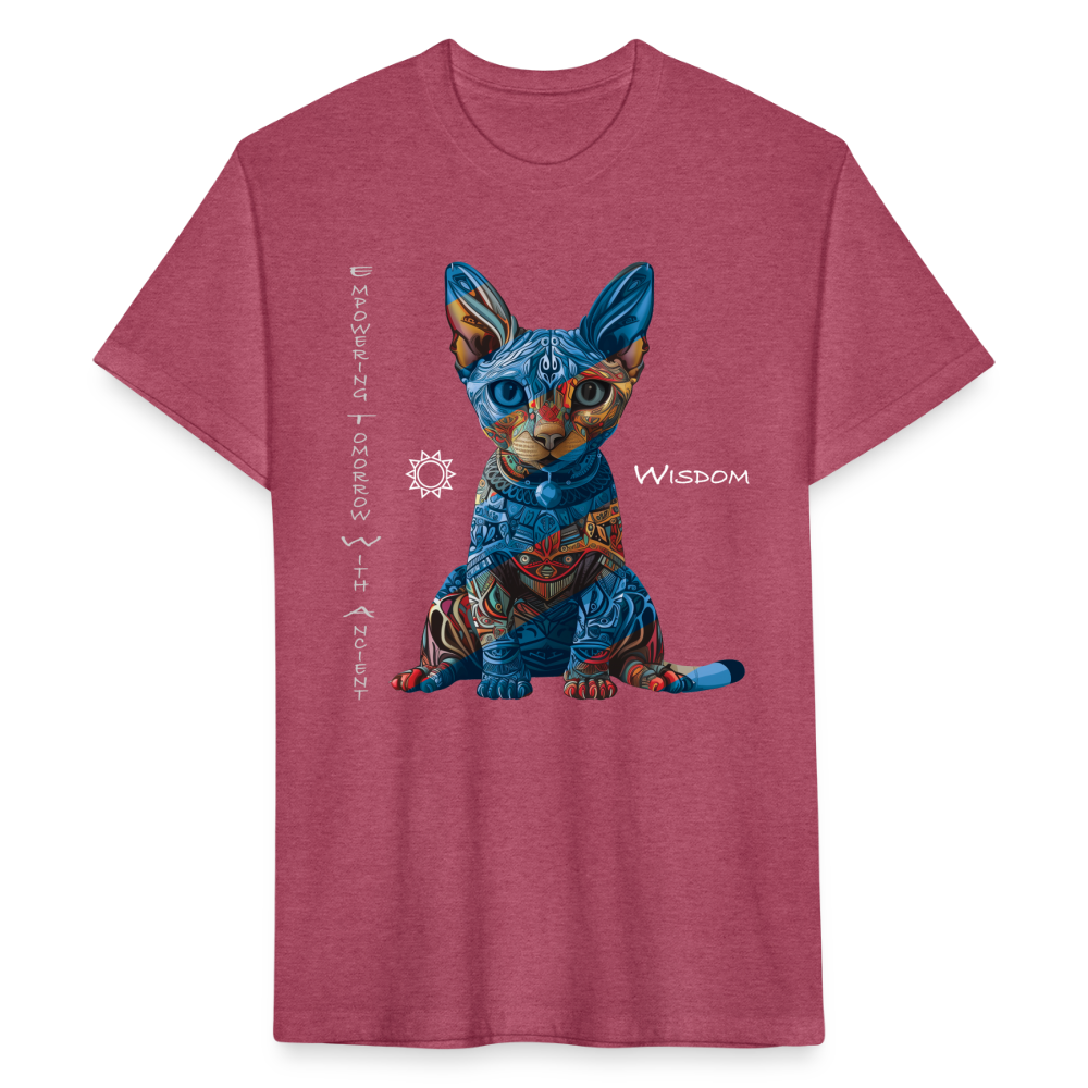 "Empowering Tomorrow With Ancient Wisdom" Egyptian Cat Men's Cotton/Poly Fitted T-Shirt - heather burgundy