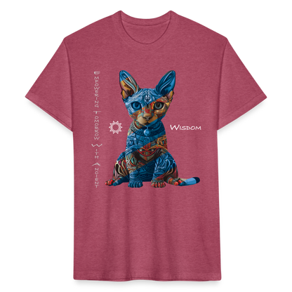 "Empowering Tomorrow With Ancient Wisdom" Egyptian Cat Men's Cotton/Poly Fitted T-Shirt - heather burgundy