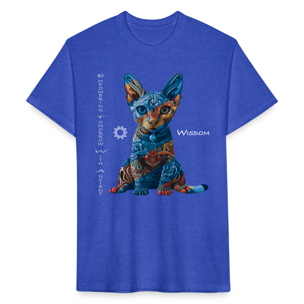 "Empowering Tomorrow With Ancient Wisdom" Egyptian Cat Men's Cotton/Poly Fitted T-Shirt - heather royal