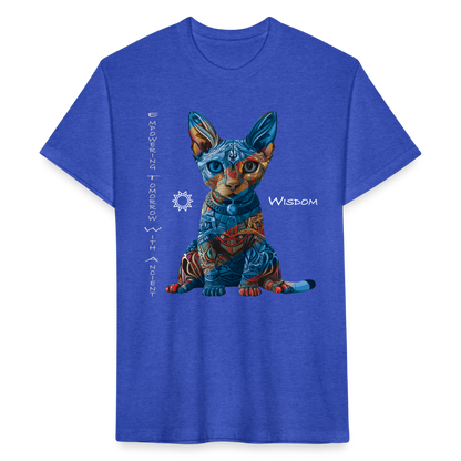 "Empowering Tomorrow With Ancient Wisdom" Egyptian Cat Men's Cotton/Poly Fitted T-Shirt - heather royal