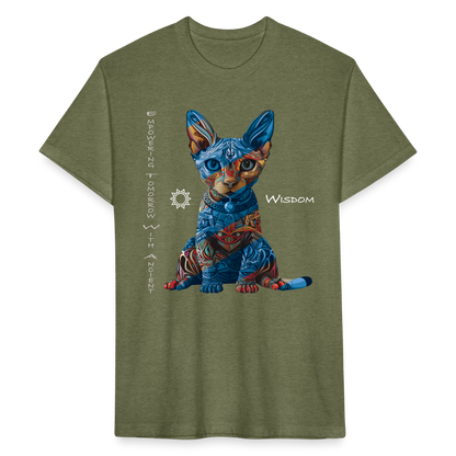 "Empowering Tomorrow With Ancient Wisdom" Egyptian Cat Men's Cotton/Poly Fitted T-Shirt - heather military green