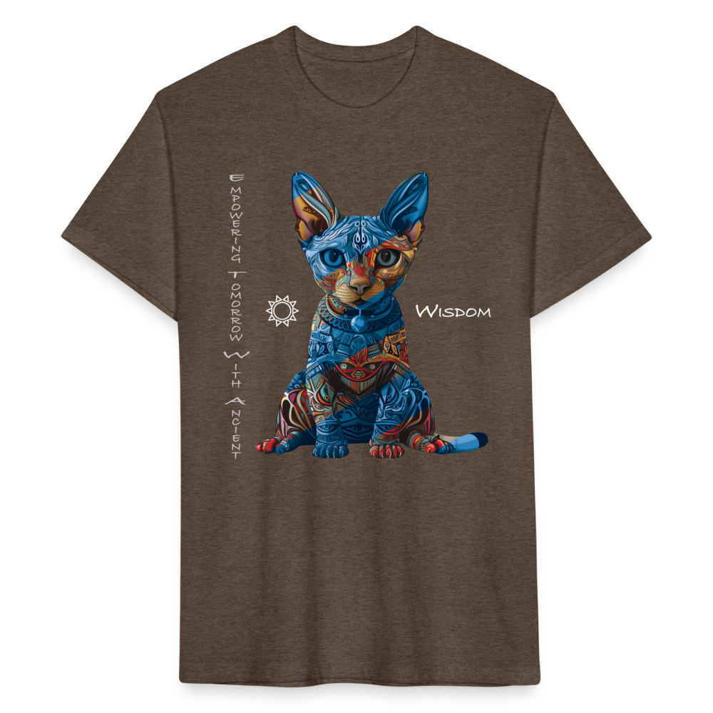 "Empowering Tomorrow With Ancient Wisdom" Egyptian Cat Men's Cotton/Poly Fitted T-Shirt - heather espresso