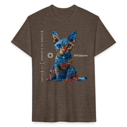 "Empowering Tomorrow With Ancient Wisdom" Egyptian Cat Men's Cotton/Poly Fitted T-Shirt - heather espresso