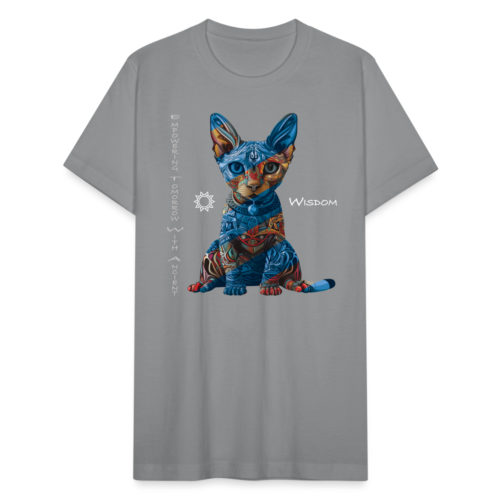 "Empowering Tomorrow With Ancient Wisdom" Egyptian Cat Unisex Jersey T-Shirt - slate