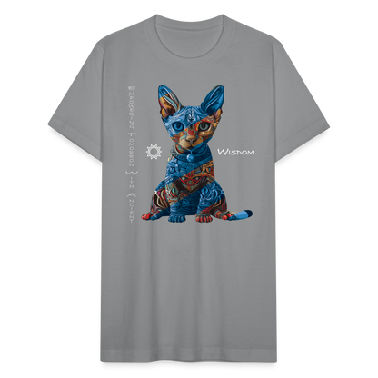 "Empowering Tomorrow With Ancient Wisdom" Egyptian Cat Unisex Jersey T-Shirt - slate