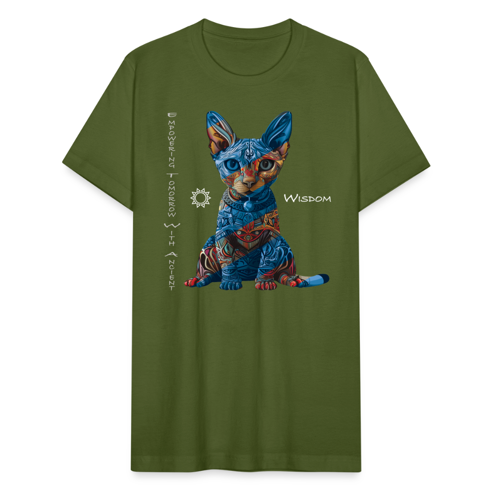 "Empowering Tomorrow With Ancient Wisdom" Egyptian Cat Unisex Jersey T-Shirt - olive