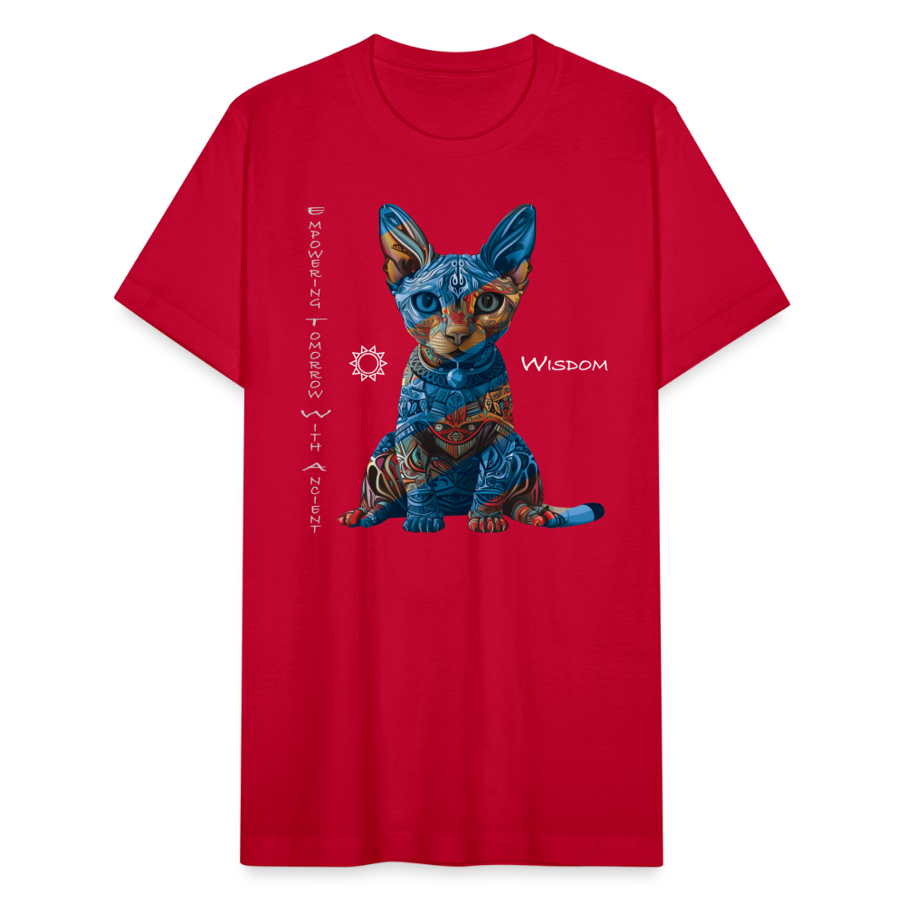 "Empowering Tomorrow With Ancient Wisdom" Egyptian Cat Unisex Jersey T-Shirt - red