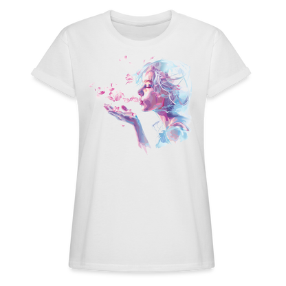 "Crystal" Breath of Rose Pedals Women's Relaxed Fit T-Shirt - white