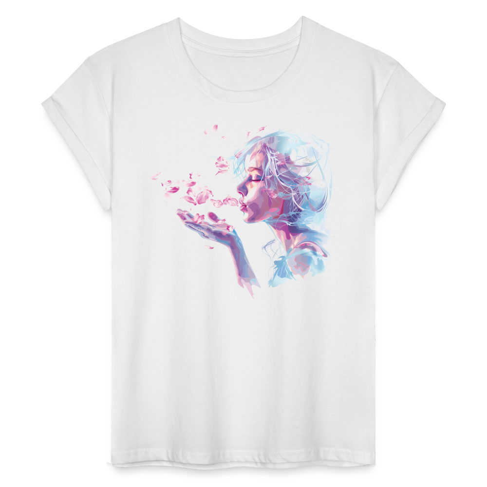 "Crystal" Breath of Rose Pedals Women's Relaxed Fit T-Shirt - white