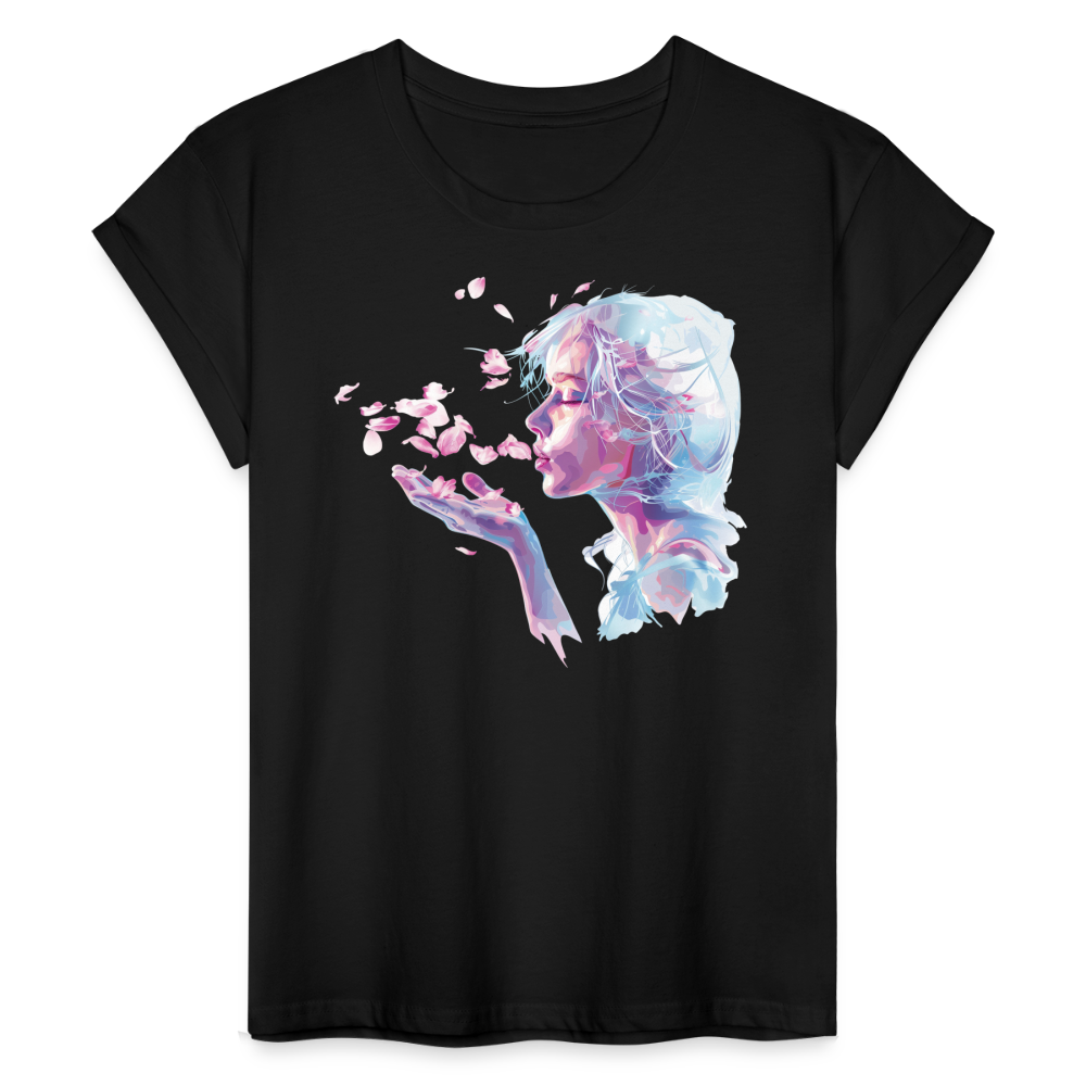 "Crystal" Breath of Rose Pedals Women's Relaxed Fit T-Shirt - black