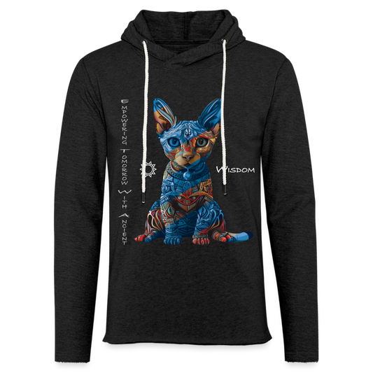 "Empowering Tomorrow With Ancient Wisdom" Egyptian Cat Unisex Lightweight Hoodie - charcoal grey