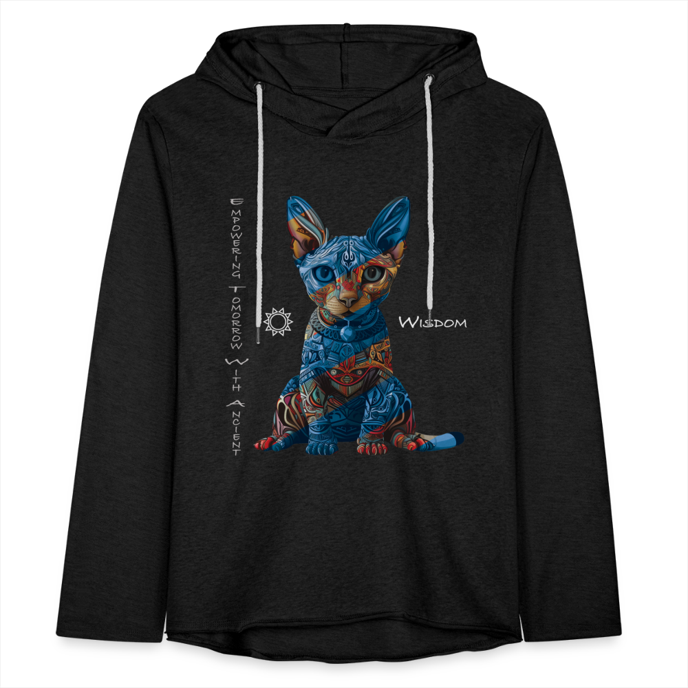 "Empowering Tomorrow With Ancient Wisdom" Egyptian Cat Unisex Lightweight Hoodie - charcoal grey