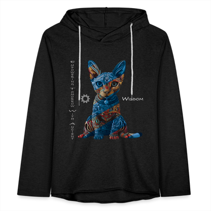 "Empowering Tomorrow With Ancient Wisdom" Egyptian Cat Unisex Lightweight Hoodie - charcoal grey