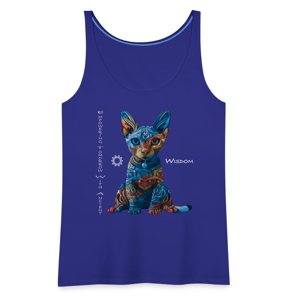 "Empowering Tomorrow With Ancient Wisdom" Egyptian Cat Women's Premium T-Shirt - royal blue