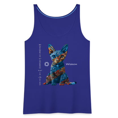 "Empowering Tomorrow With Ancient Wisdom" Egyptian Cat Women's Premium T-Shirt - royal blue