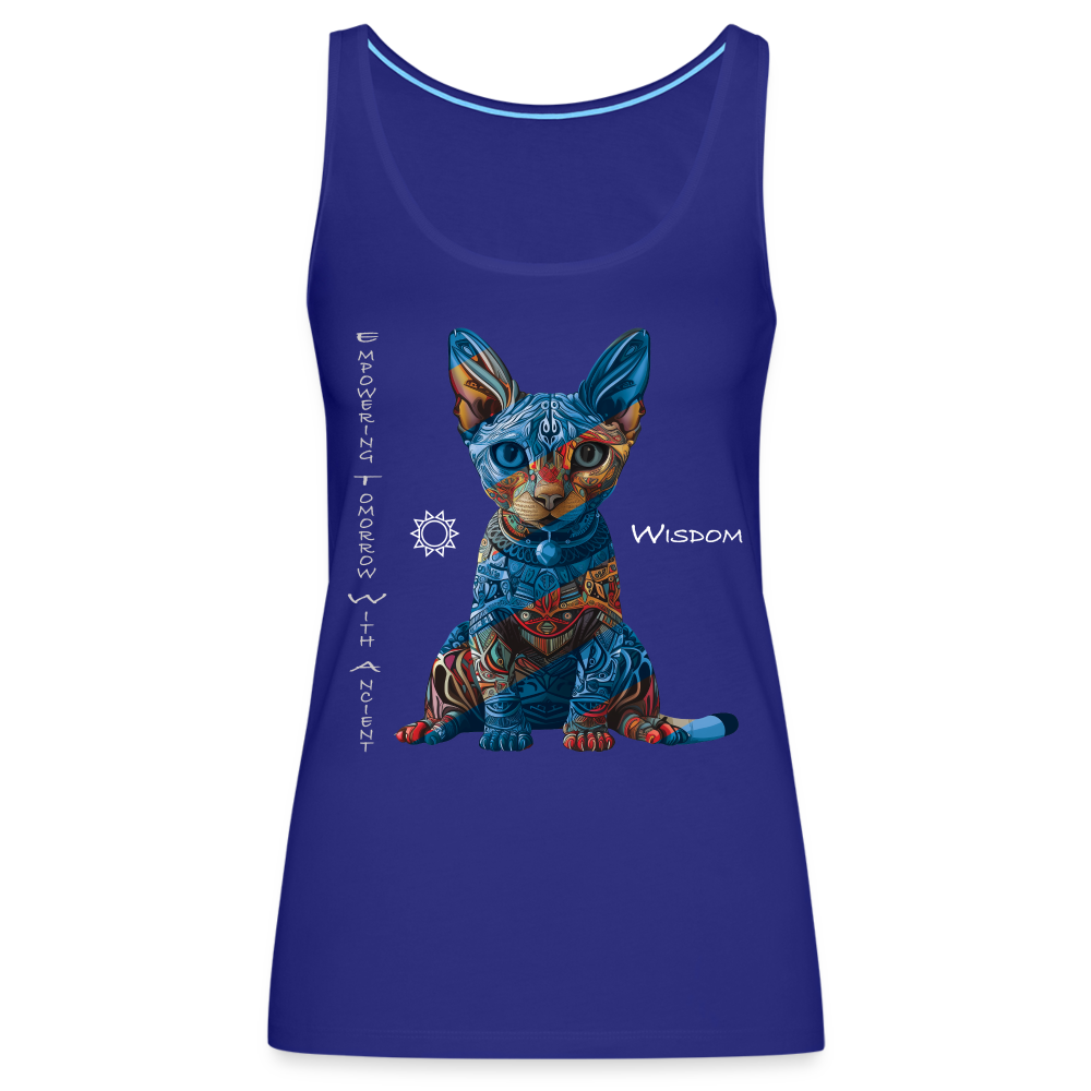 "Empowering Tomorrow With Ancient Wisdom" Egyptian Cat Women's Premium T-Shirt - royal blue