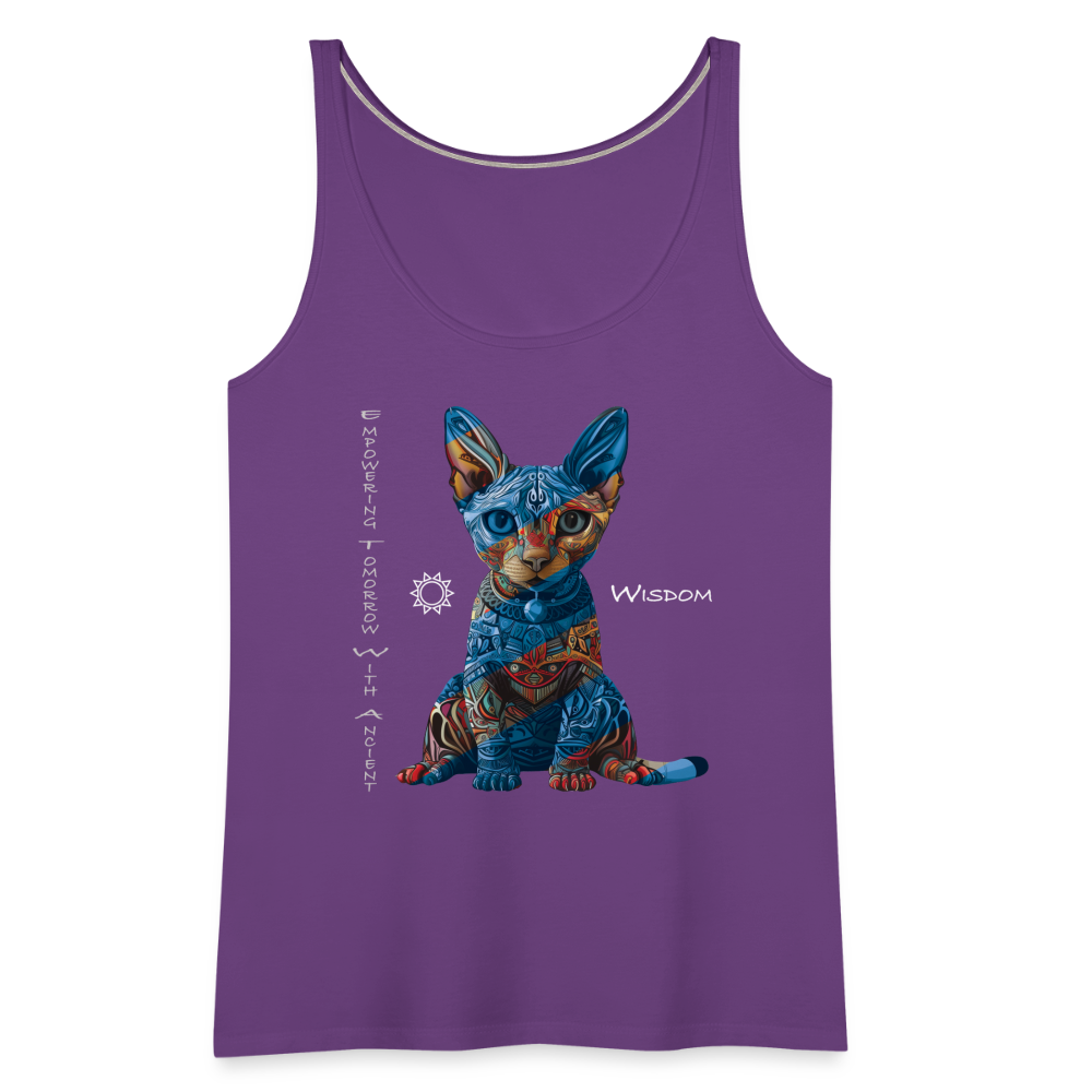 "Empowering Tomorrow With Ancient Wisdom" Egyptian Cat Women's Premium T-Shirt - purple