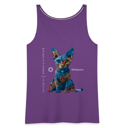 "Empowering Tomorrow With Ancient Wisdom" Egyptian Cat Women's Premium T-Shirt - purple