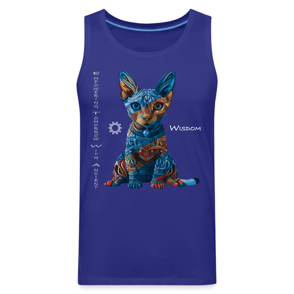 "Empowering Tomorrow With Ancient Wisdom" Egyptian Cat Men's Premium T-Shirt - royal blue