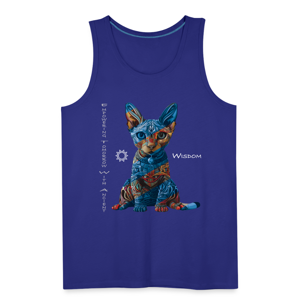 "Empowering Tomorrow With Ancient Wisdom" Egyptian Cat Men's Premium T-Shirt - royal blue