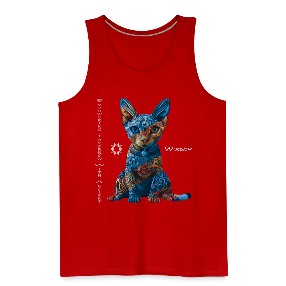 "Empowering Tomorrow With Ancient Wisdom" Egyptian Cat Men's Premium T-Shirt - red