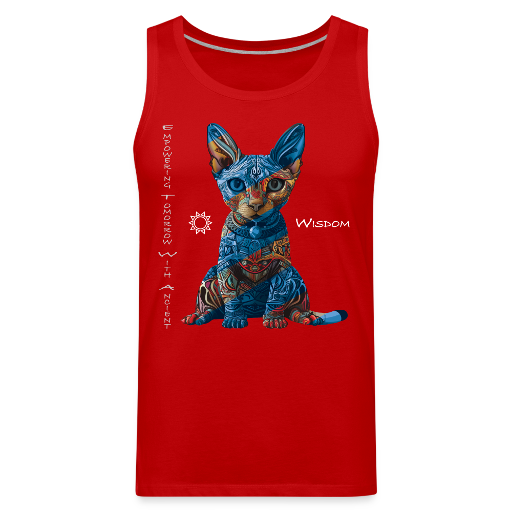 "Empowering Tomorrow With Ancient Wisdom" Egyptian Cat Men's Premium T-Shirt - red