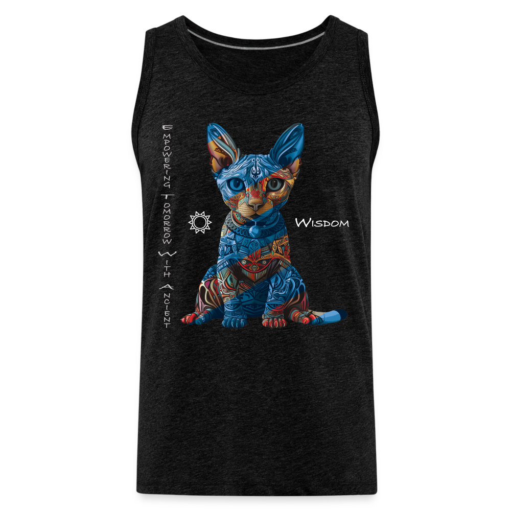 "Empowering Tomorrow With Ancient Wisdom" Egyptian Cat Men's Premium T-Shirt - charcoal grey