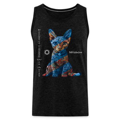 "Empowering Tomorrow With Ancient Wisdom" Egyptian Cat Men's Premium T-Shirt - charcoal grey