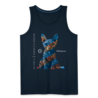 "Empowering Tomorrow With Ancient Wisdom" Egyptian Cat Men's Premium T-Shirt - deep navy