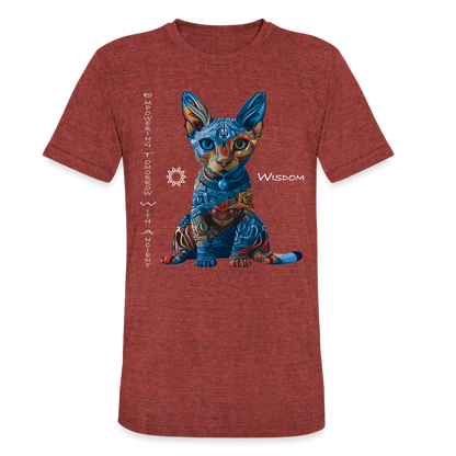 "Empowering Tomorrow With Ancient Wisdom" Egyptian Cat Unisex Tri-Blend T-Shirt - heather cranberry