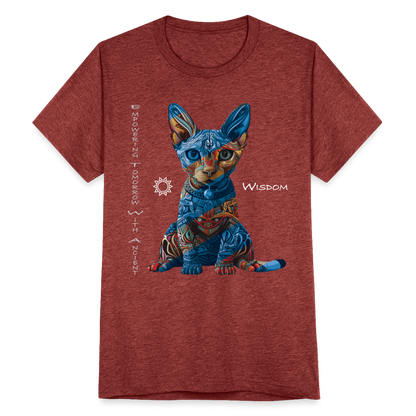 "Empowering Tomorrow With Ancient Wisdom" Egyptian Cat Unisex Tri-Blend T-Shirt - heather cranberry