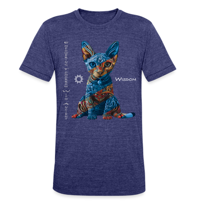 "Empowering Tomorrow With Ancient Wisdom" Egyptian Cat Unisex Tri-Blend T-Shirt - heather indigo